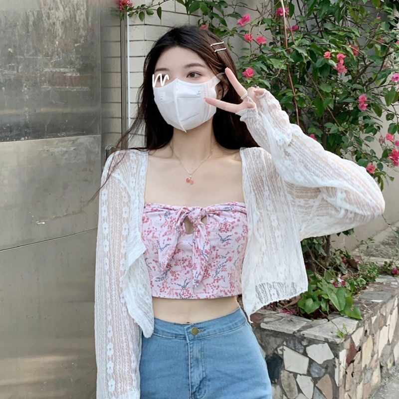 Áo Khoác Cardigan Ren Lỗ Phong Cách Phương Tây Thời Trang Mùa Hè Hàng Mới Dành Cho Bạn Nữ Mặc Ngoài Váy