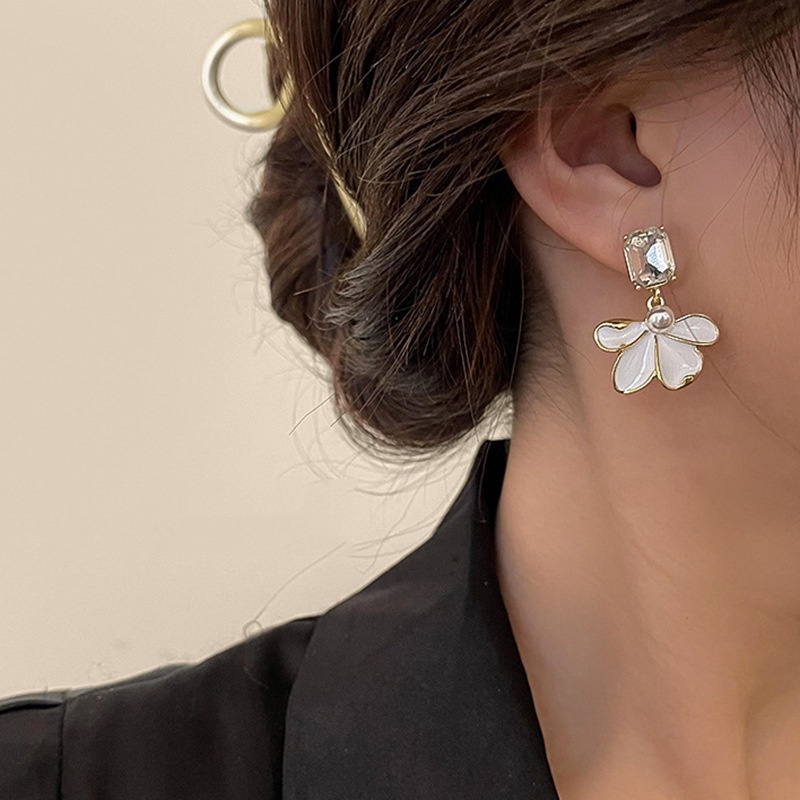 Bông Tai Mạ Bạc 925 Hình Cánh Hoa Phong Cách Retro Pháp 2022