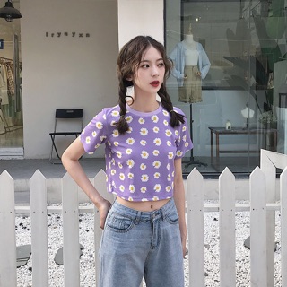 Áo croptop tím hoa