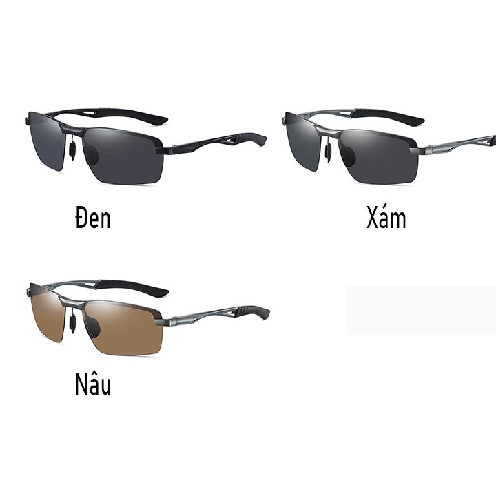 Mắt kính nam thời trang 2021, Kính râm nam Hàn Quốc gọng kim loại phân cực màu nâu, xám, đen_MS38 | BigBuy360 - bigbuy360.vn