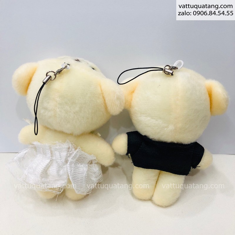 Gấu bông 3D gấu cặp cô dâu chú rể cỡ 12cm (bán cặp)