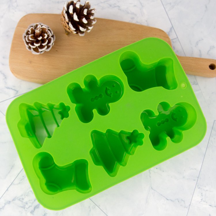 Khuôn /Khay làm bánh, làm đá, thạch rau câu bằng silicon tạo hình Giáng sinh 6 ô , 8 ô