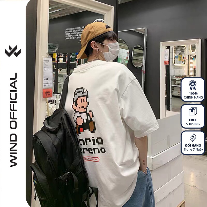 Áo phông tay lỡ unisex WIND bản Premium form rộng MARIO thời trang nam nữ oversize | BigBuy360 - bigbuy360.vn
