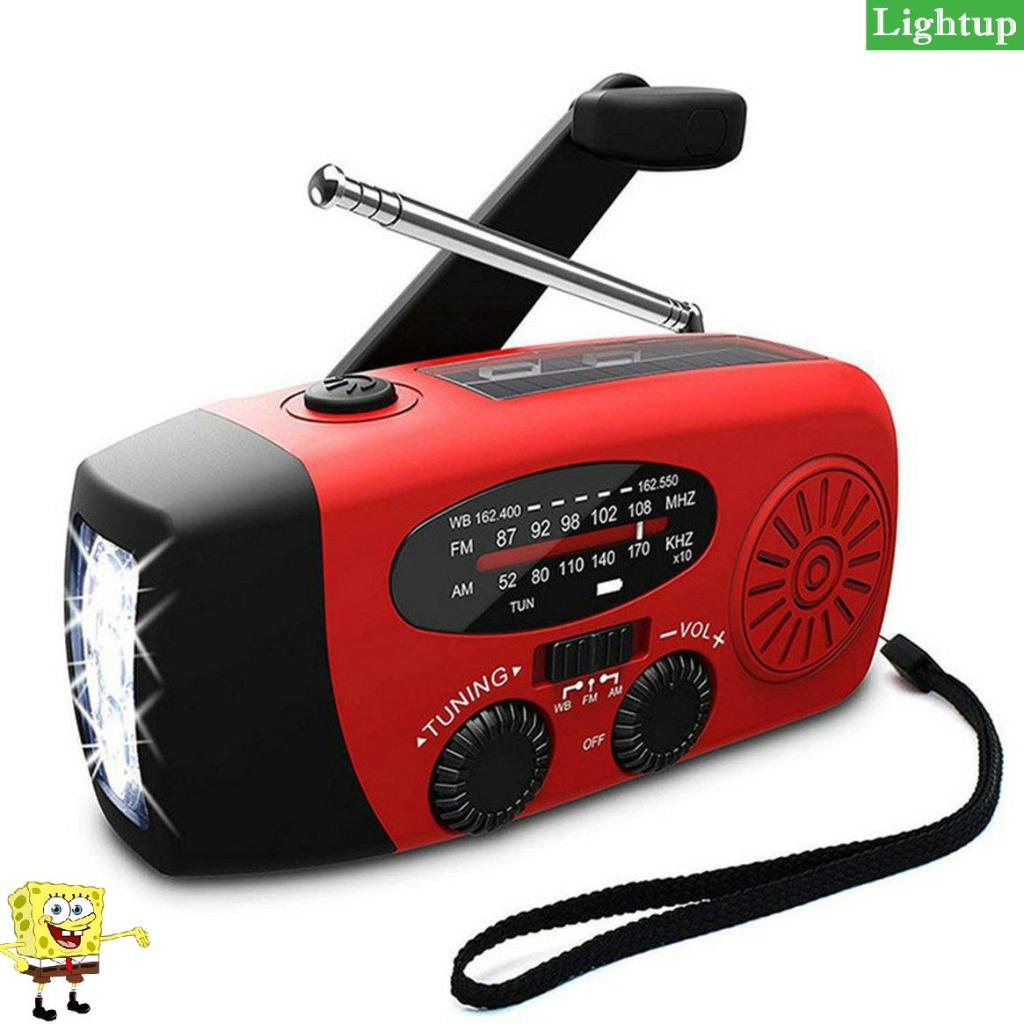 Đài phát thanh năng lượng mặt trời có thể bảo vệ Tay quay Dynamo được hỗ trợ thời tiết Đèn pin LED radio