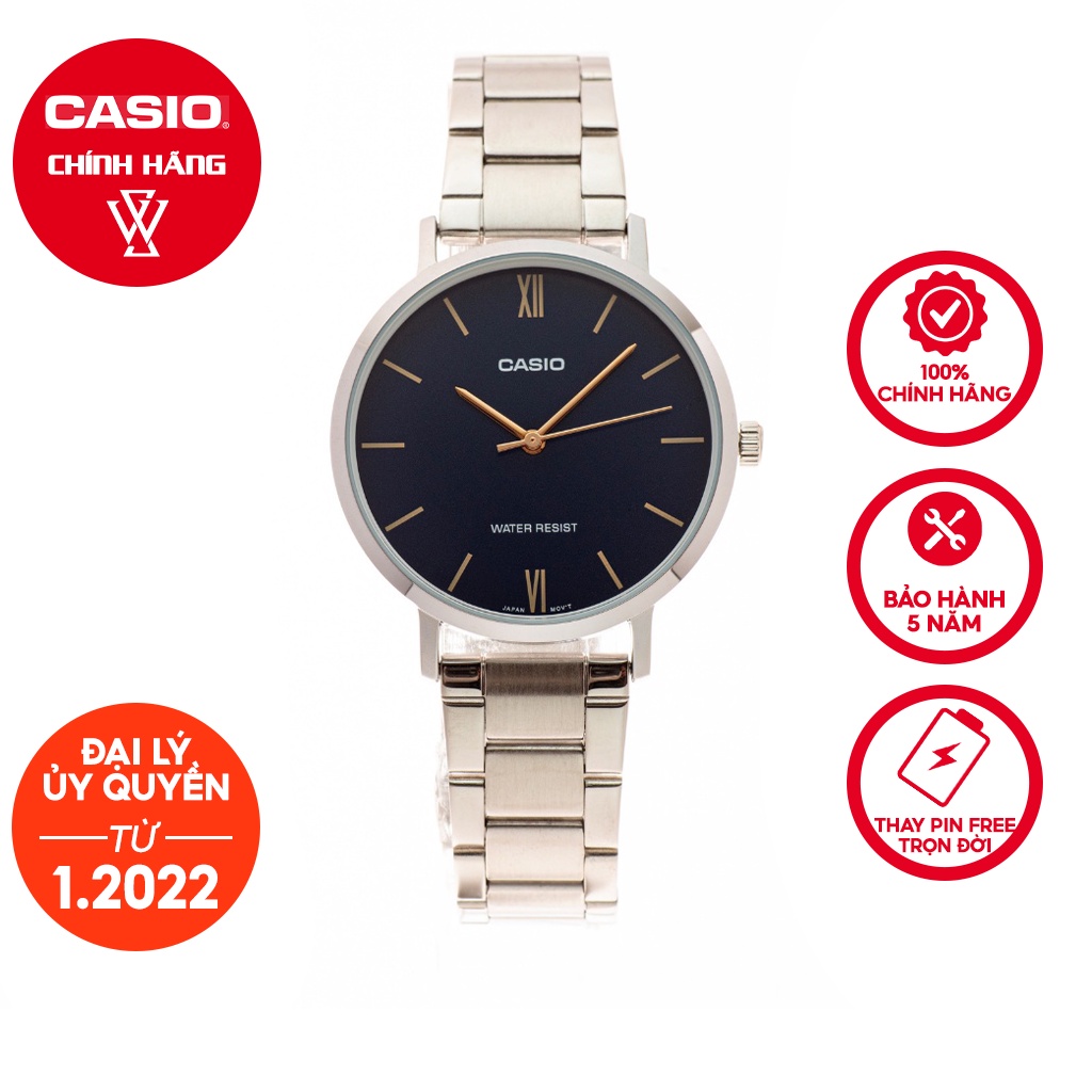 Đồng Hồ Quartz Nữ Casio WATCHSTORE LTP-VT01D-2BUDF Thiết Kế Kính Khoáng 34mm, Dây Kim Loại Và Vỏ Thép Không Gỉ
