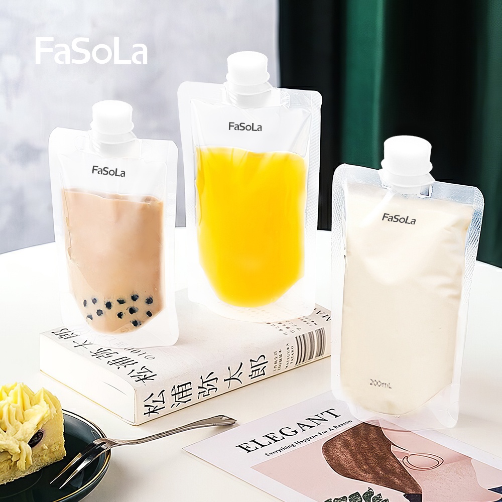 Túi đựng trà sữa, nước trái cây 200ml (10 túi) FASOLA FSLDZ-511