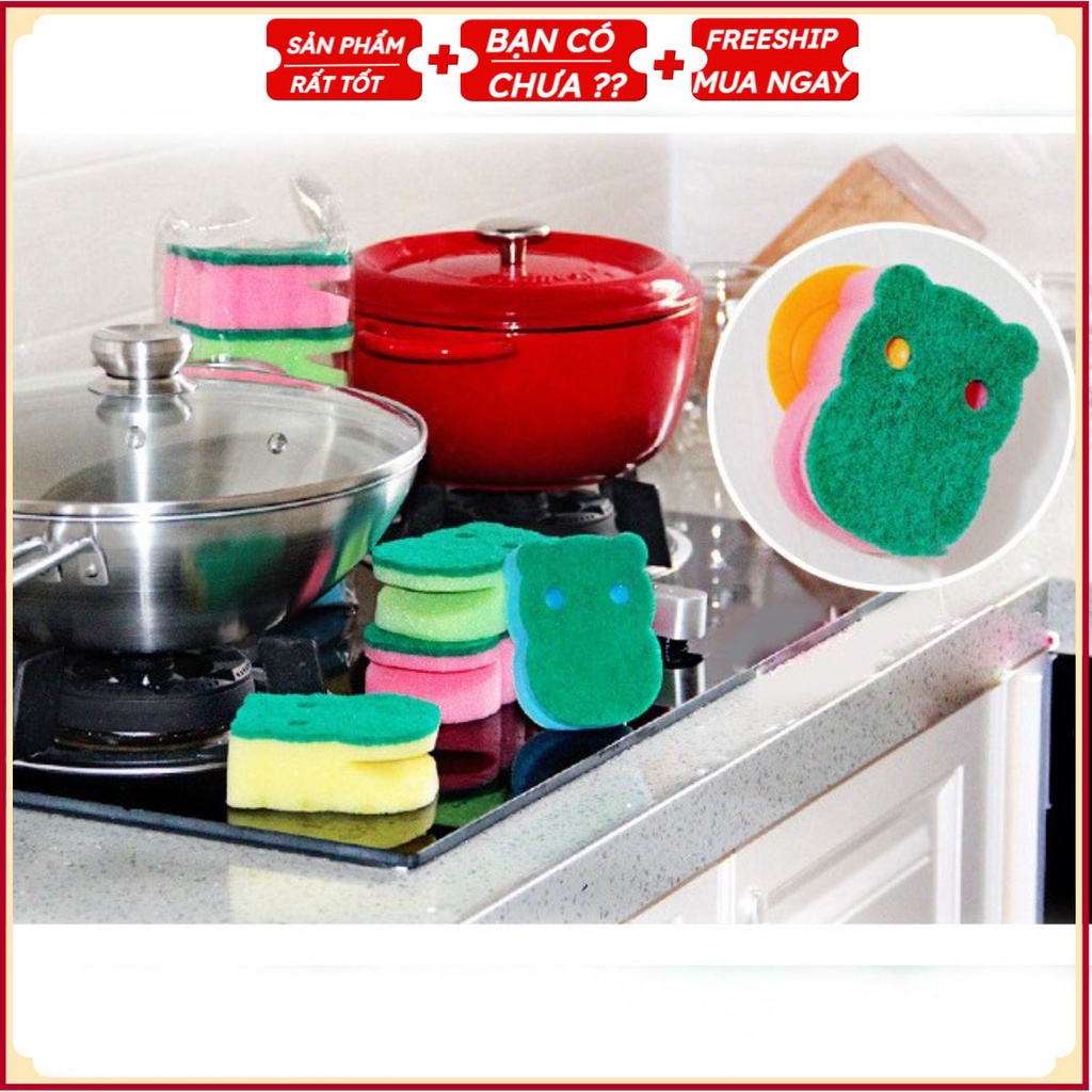 Cọ Xoong Mặt Cú NHIỀU MẦU Có 2 Lỗ Kiêm Rửa Cốc, Cạnh Bát CDS1041