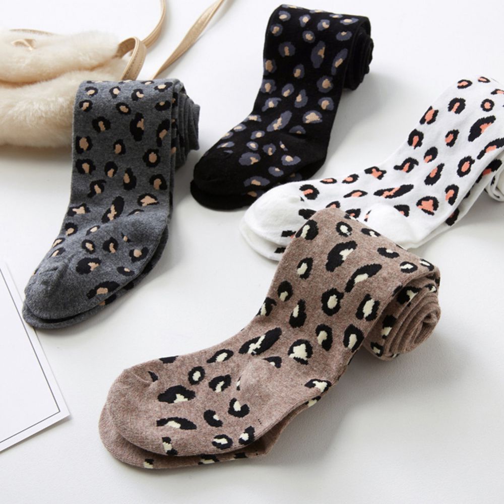 Quần tất legging dày mềm giữ ấm họa tiết da báo cho bé gái 2-9 tuổi