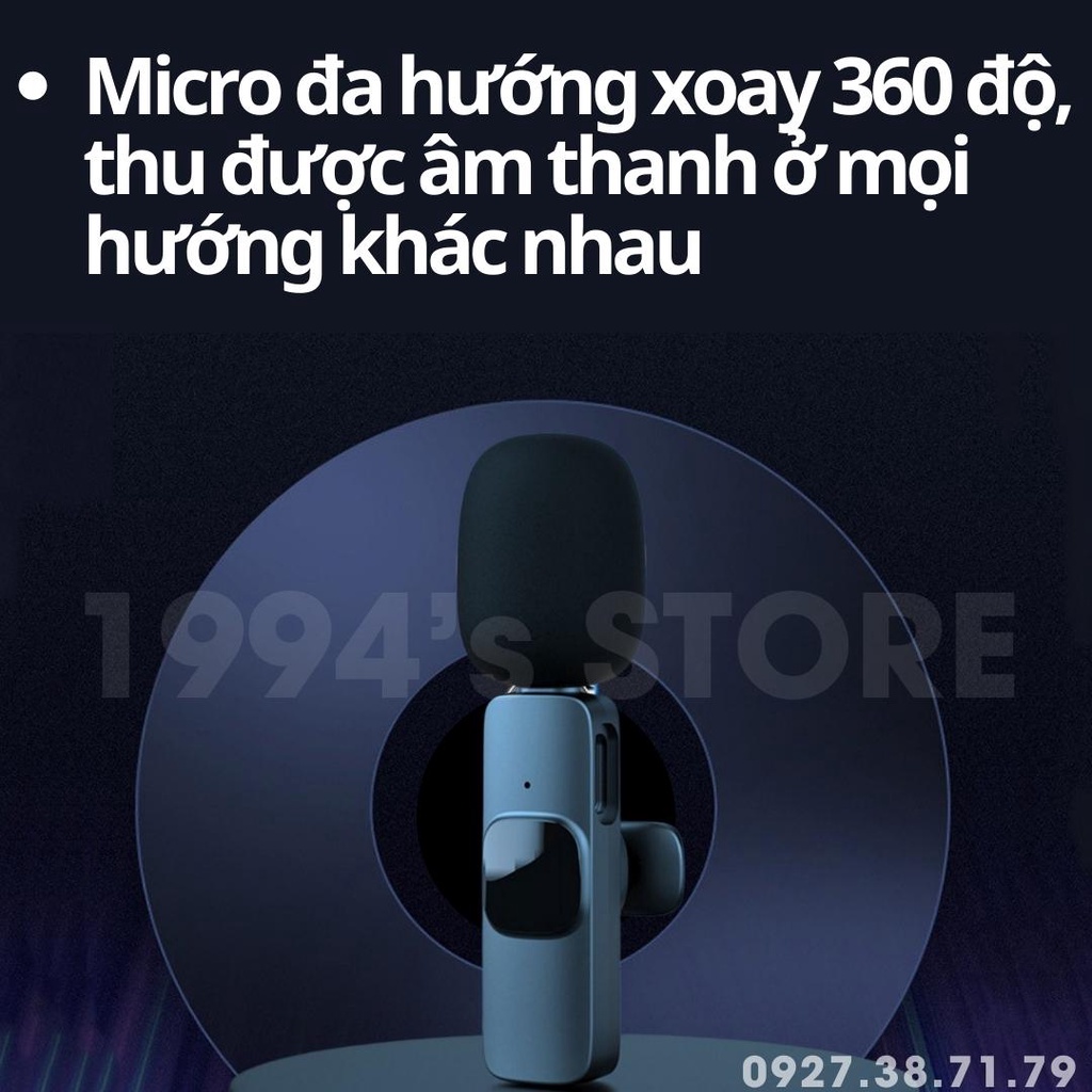 Combo 2 micro cài áo không dây - kết nối 2.4G xa 20m - Dùng để livestream, quay vlog, Tiktok, dạy học Online, bán hàng