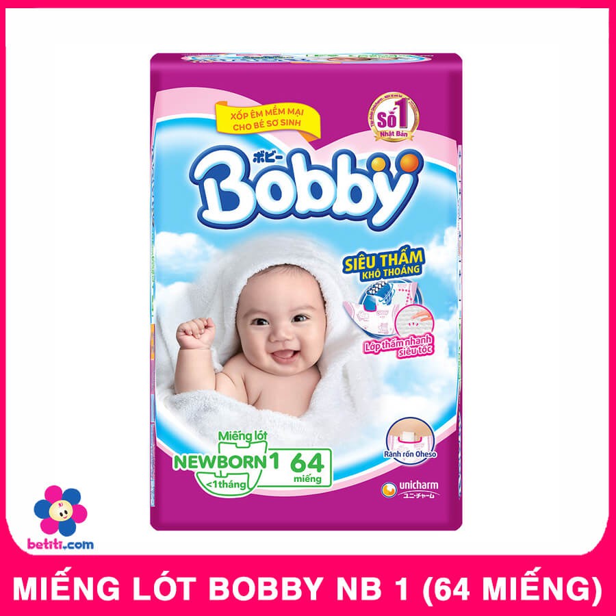 [Mã 155FMCGSALE giảm 7% đơn 500K] Miếng Lót Bobby Newborn 1 (64 miếng)