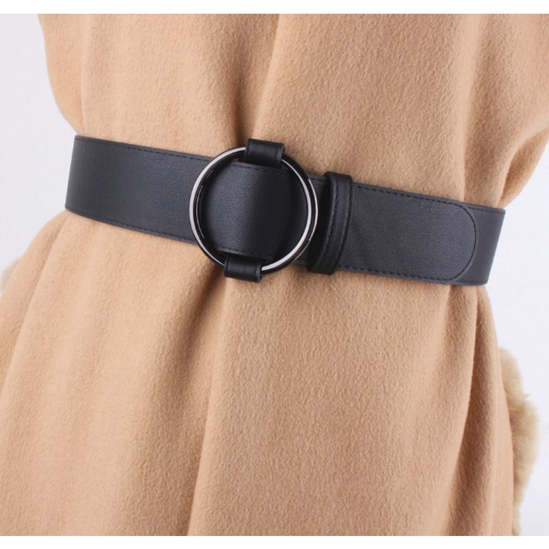 Thắt lưng nữ dây nịt nữ đai váy bằng da khóa tròn kim loại phong cách Boho cổ điển