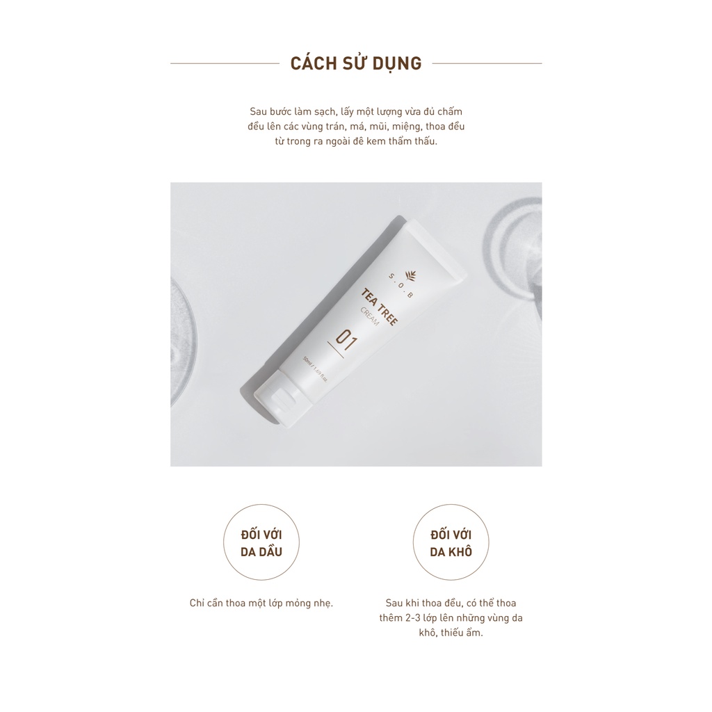 Kem Dưỡng Ẩm, Làm Dịu Da S.O.B Tea Tree Cream 50ml