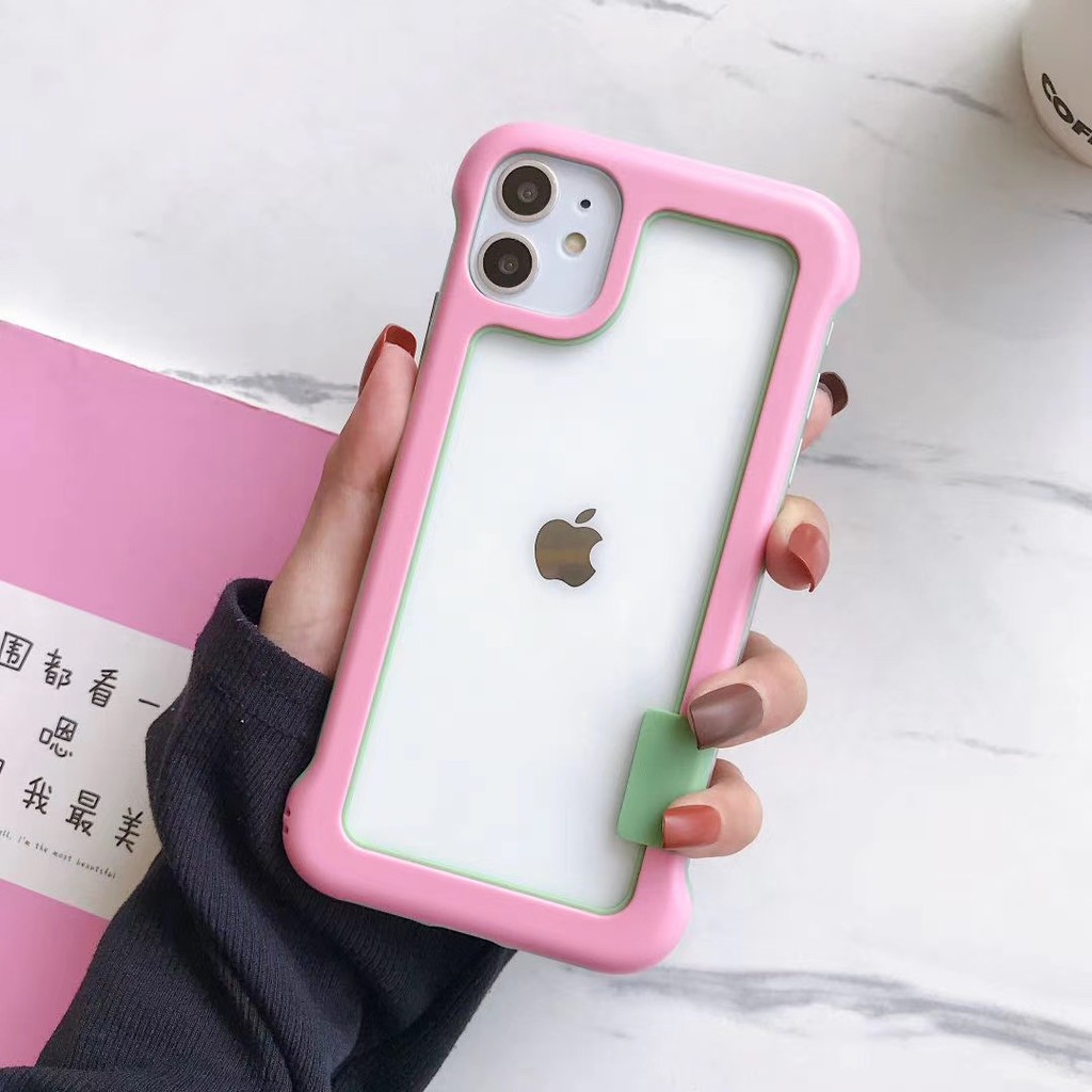 Novelty Constract Colors Bumper iPhone12 11 Pro Xs max XR 7/8plus SE2020 Phone Cover Full Korea Casing