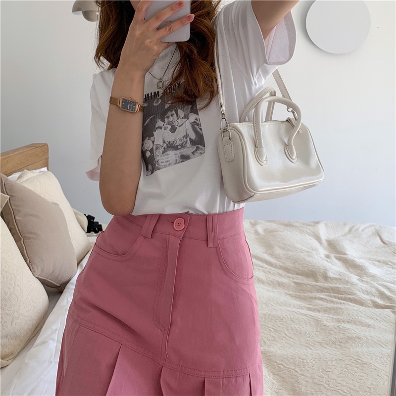 Áo Thun Tay Ngắn Cổ Tròn In Họa Tiết retro Dành Cho Nữ