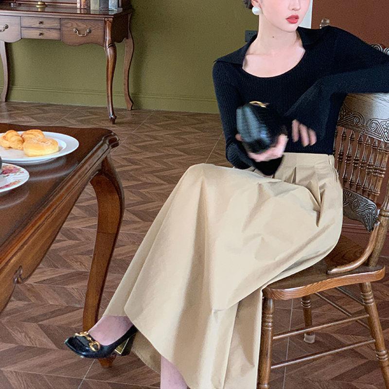 Chân Váy Chữ A Lưng Cao Phong Cách Hepburn Retro Mẫu 2021 Thời Trang Mùa Thu Cho Nữ