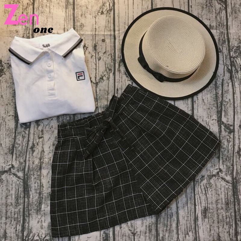 Quần đùi nữ ZenOne , quần short dáng giả váy kẻ caro chất liệu kaki mềm  mại giặt máy không lo bung chỉ , phai màu. | BigBuy360 - bigbuy360.vn