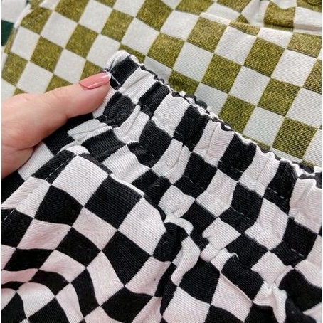 Quần shorts ống rộng Caro CAO CẤP ( HÌNH THẬT 100%)