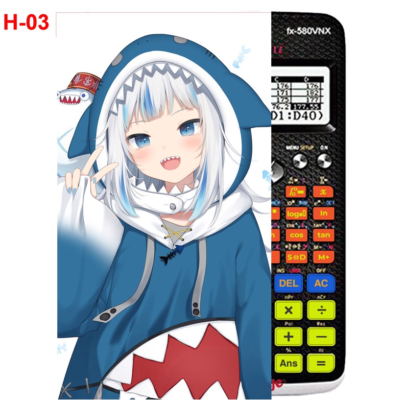 Decal Máy tính CASIO fx570, fx580...anime Gawr Gura