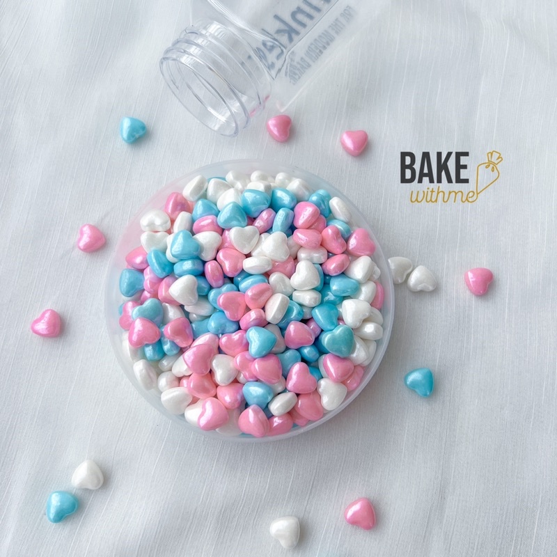 Kẹo bi đường, kẹo bông đường hình trái tim nhỏ, cốm trang trí, kẹo trang trí để trang trí bánh kem, bánh sinh nhật