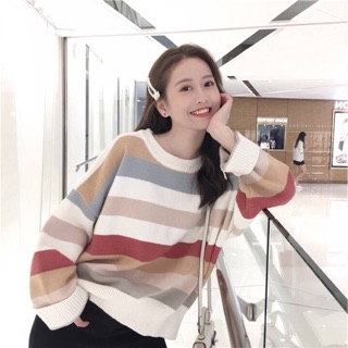 Áo len kẻ -kèm ảnh thật mã 491