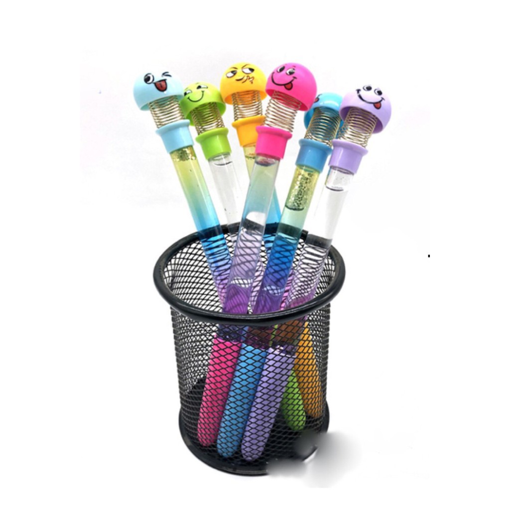 Bút Bi, Bút Nước Có Thú Emoji Có Kim Tuyến, Bút Mực Đen Emoji Kim Tuyến Nhiều Màu