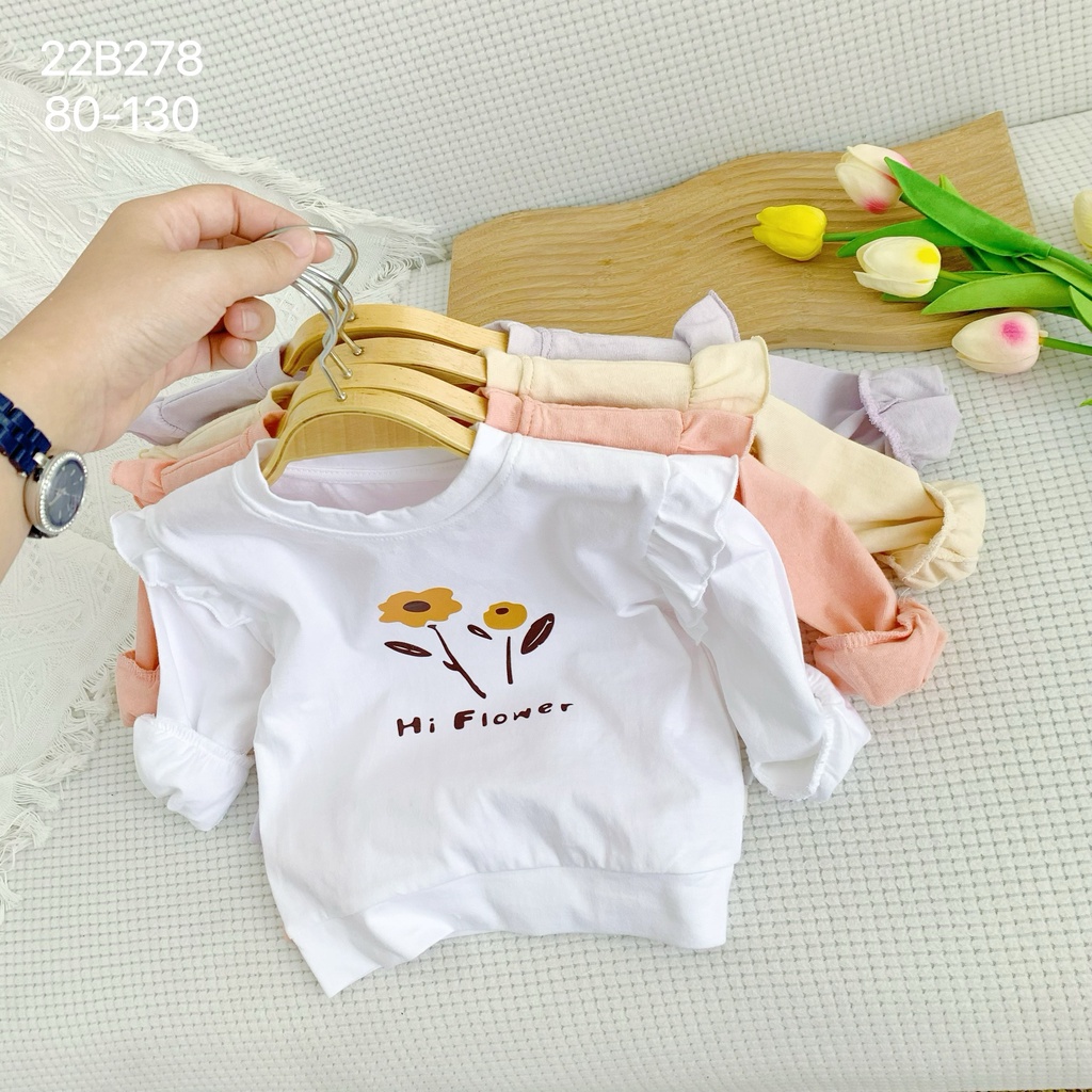 Bộ bé gái dài tay quần hoa xinh xắn, bộ thun tay dài cho bé Bernie