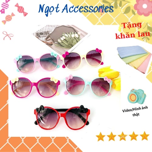 Kính Râm Mát Cho Bé Gái Trẻ Em Nữ Họa Tiết Nơ Thời Trang Đáng Yêu Ngọt Accessories Chống Tia UV Bảo Vệ Mắt