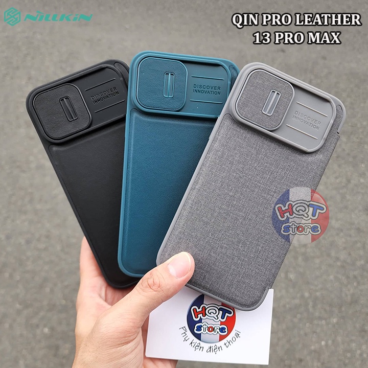 Ốp lưng bao da Nillkin Qin Pro Plain Leather Cloth Case IP 13 Pro Max bảo vệ camera