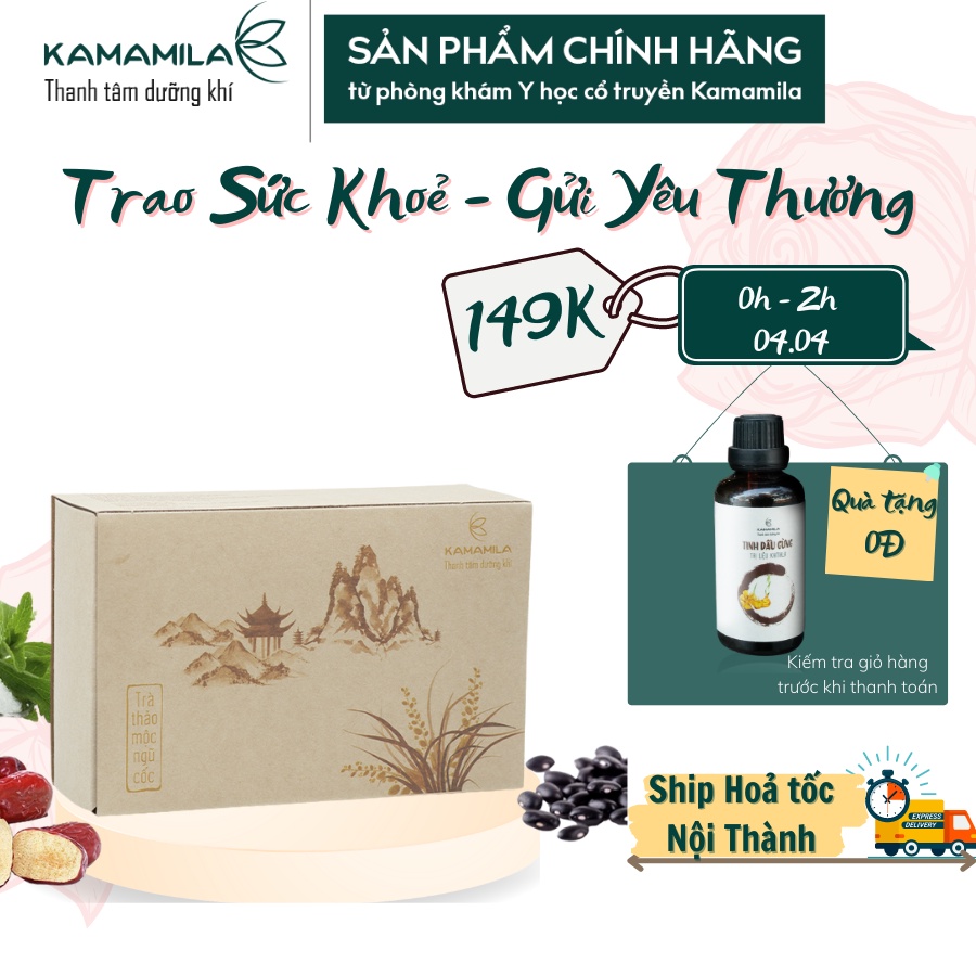 Trà thảo mộc ngũ cốc Giảm cân, detox, thanh lọc cơ thể - Ổn định đường huyết - huyết áp - Hộp 20 gói