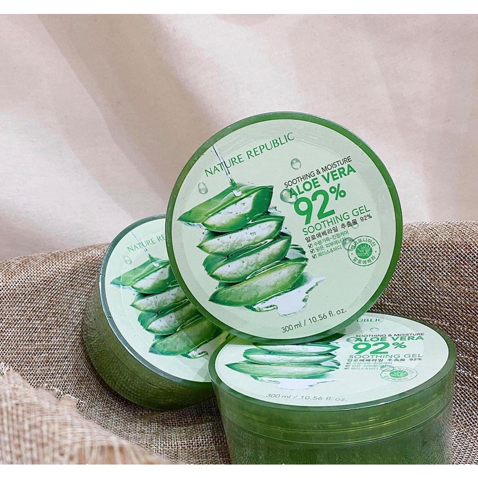 Gel Dưỡng Ẩm và Làm Dịu Da Nha Đam Nature Republic Aloe Vera 92% Soothing Gel 300ml - Hàn Quốc chính hãng