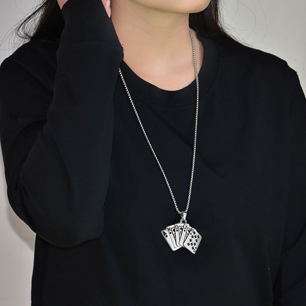 Vòng cổ Mặt Thẻ Bài Poker Dyruidoj1 Phong Cách Punk Thời Trang Hàn Quốc Cho Nam Nữ
