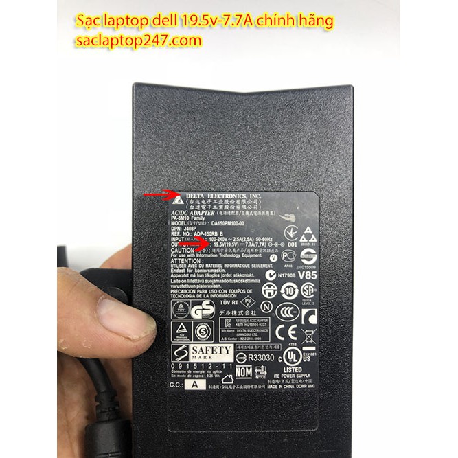 Sạc laptop Dell 19.5V 7.7A 150w zin bóc máy