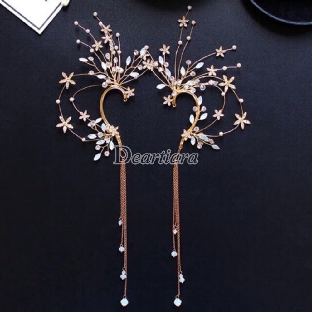 2 khuyên vành tai gắn đá thời trang cô dâu