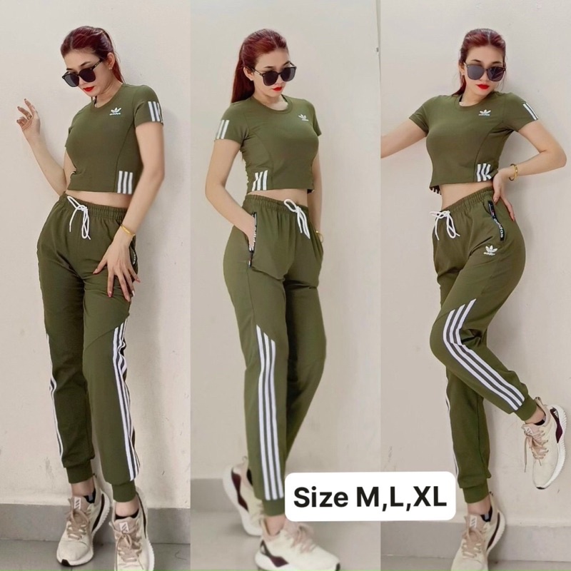 Bộ quần áo tập Gym nữ,áo croptop quần jogger tập nhảy zumba, aerobic,thể dục,chạy bộ,dã ngoại, picnic mẫu hot trend 2022