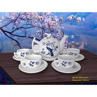 Bộ ấm trà,ấm chén uống trà 550ML hoa văn siêu đẹp, quà tặng ý nghĩa (sản phẩm chưa bao gồm hộp đựng)
