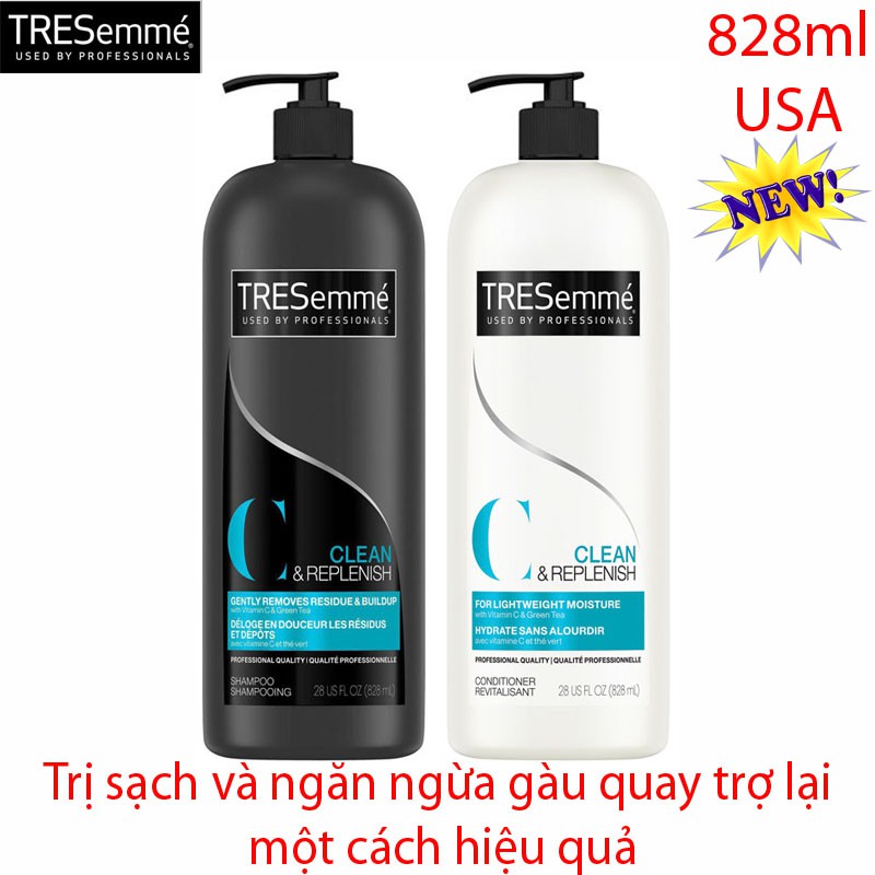 Dầu gội, xả TRESemme 828ml sạch gàu (Mỹ)