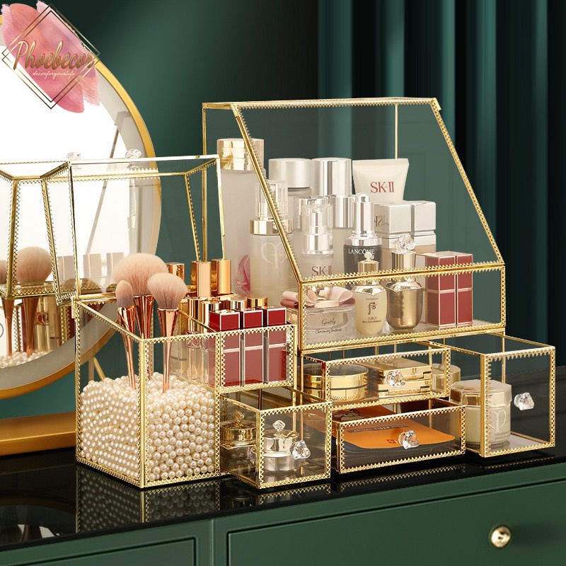 Kệ đựng mỹ phẩm, khay đựng mỹ phẩm, hộp đựng son trong suốt, để bàn - PB31 | BigBuy360 - bigbuy360.vn