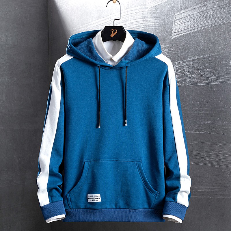 Áo khoác hoodie len phối sọc đen thời trang dành cho nam