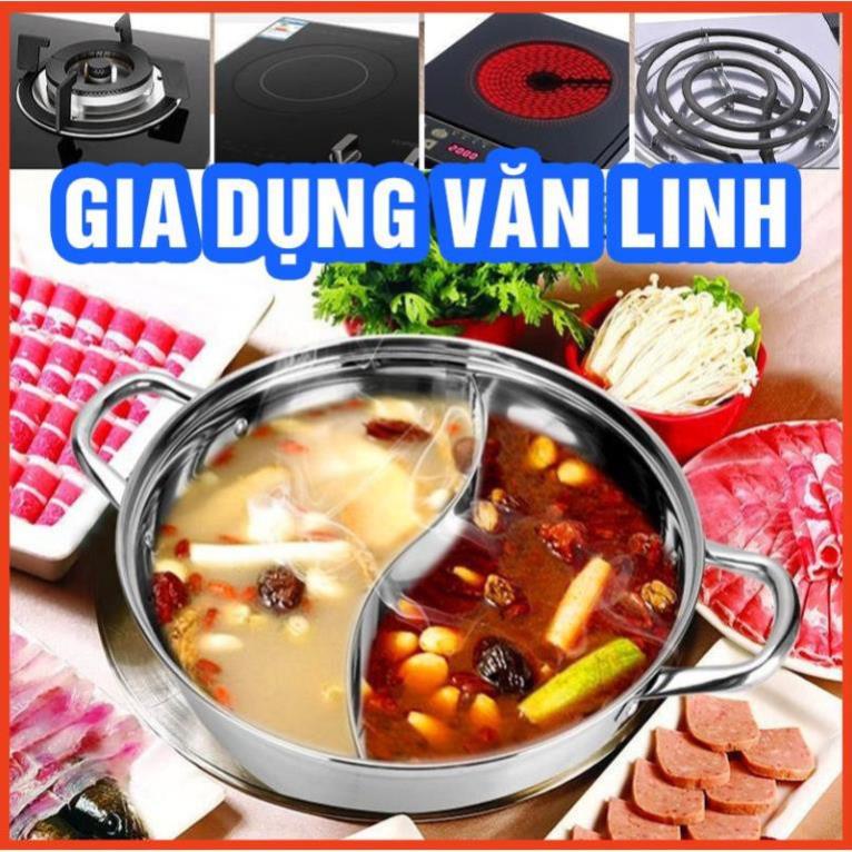 Nồi lẩu 2 ngăn nấu được bếp từ nhé có nắp kính (ảnh thật)