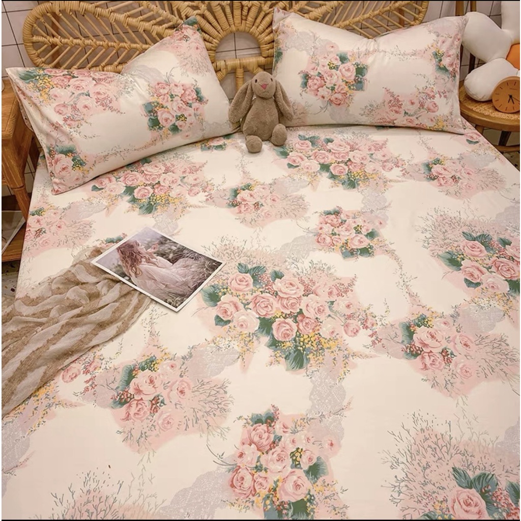 Bộ ga giường và vỏ gối cotton living, ga gối cotton 100% bền đẹp nhiều màu | BigBuy360 - bigbuy360.vn