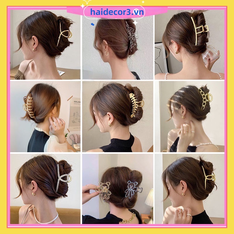 Kẹp Tóc Kim Loại Phong Cách Retro Hàn Quốc Xinh Xắn Cho Nữ