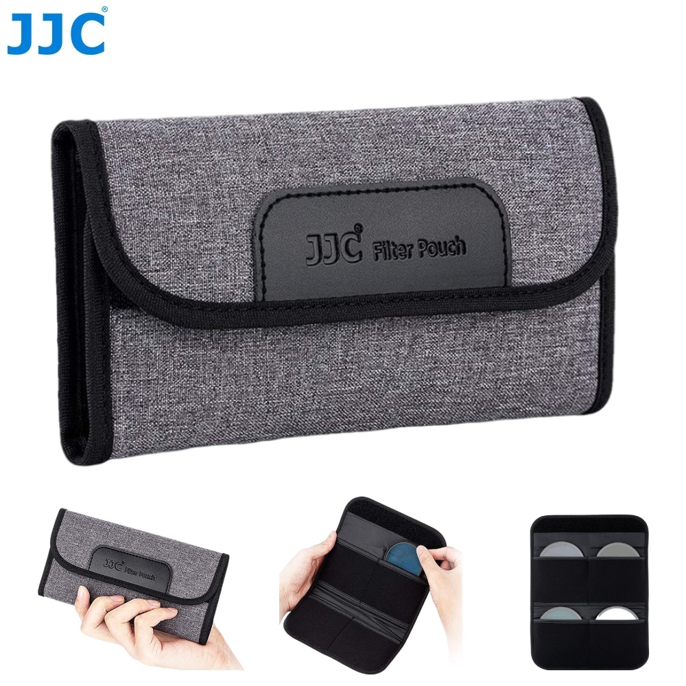 JJC Túi Lọc Có Thể Gập Lại, Hộp Bảo Vệ Bộ Lọc Ống Kính Máy Ảnh 4 Khe, Túi Lọc Di Động Loại Ví