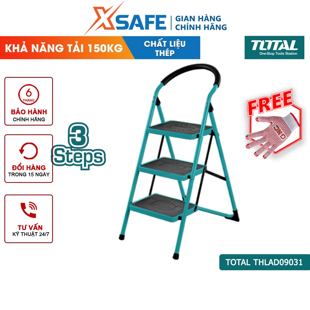 Thang xếp 3 bậc đa năng TOTAL THLAD09031 kích thước mỗi bậc 380x260mm, khả năng tải 150kg - [XSAFE]