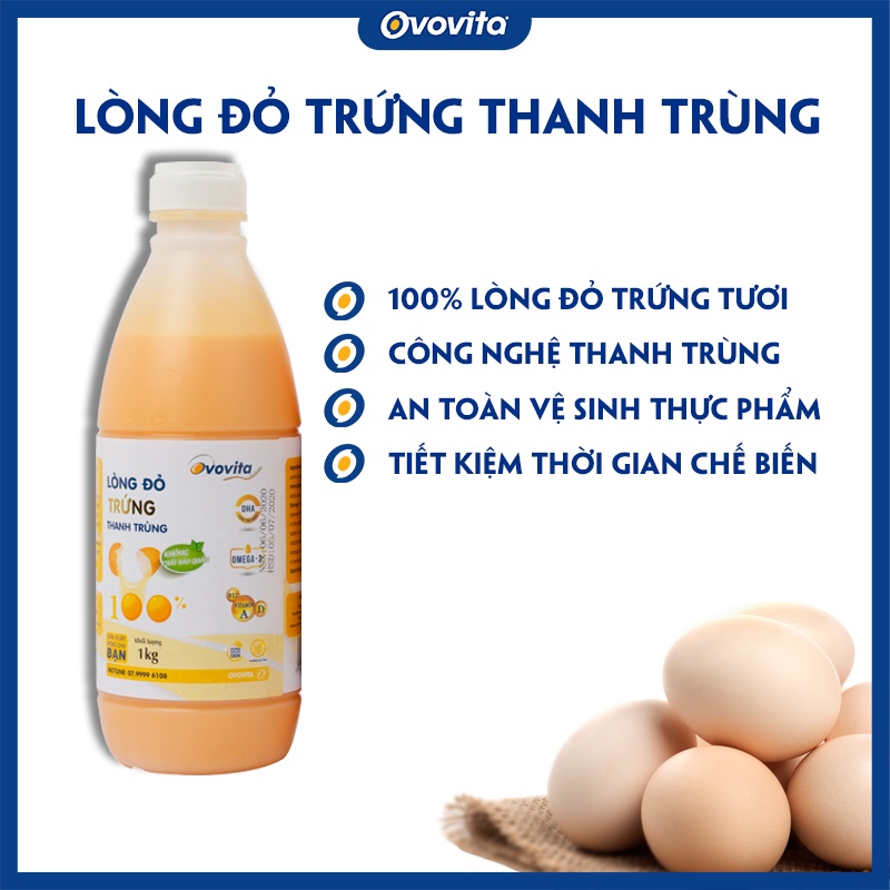 Lòng Đỏ Trứng Thanh Trùng OVOVITA Chai 1kg Làm Nguyên Liệu Chế Biến và Sản Xuất