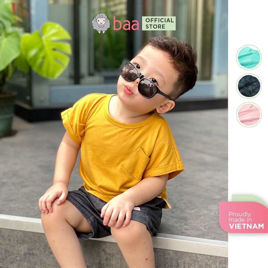 Áo thun bé trai cộc tay BAA BABY trơn form rộng cho trẻ từ 1-7 tuổi - BT-AT20N