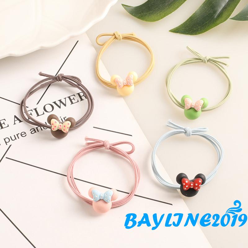 Dây buộc tóc co giãn hình hoạt hình đính nơ xinh xắn cho nữ