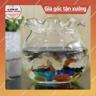 Bể cá thủy tinh hồ cá mini miệng bèo d9cm x h11.5cm - hb04