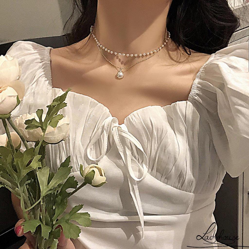 Vòng cổ Nhiều Lớp Đính Ngọc Trai Nhân Tạo Thời Trang Dành Cho Nữ