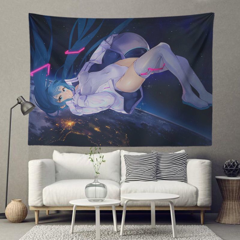 Tranh Vải Treo Tường In Hình Hatsune miku Hai Chiều Trang Trí Phòng Ký Túc Xá