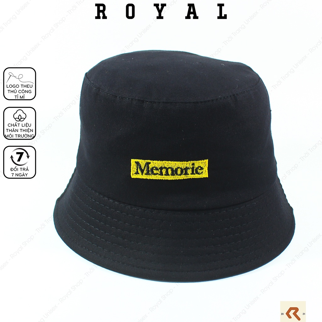 Mũ Bucket Nón Bucket Tai Bèo Vành Cụp Nam Nữ Hàn Quốc MEMORIE Đen Vải Kaki Unisex - Royal Caps